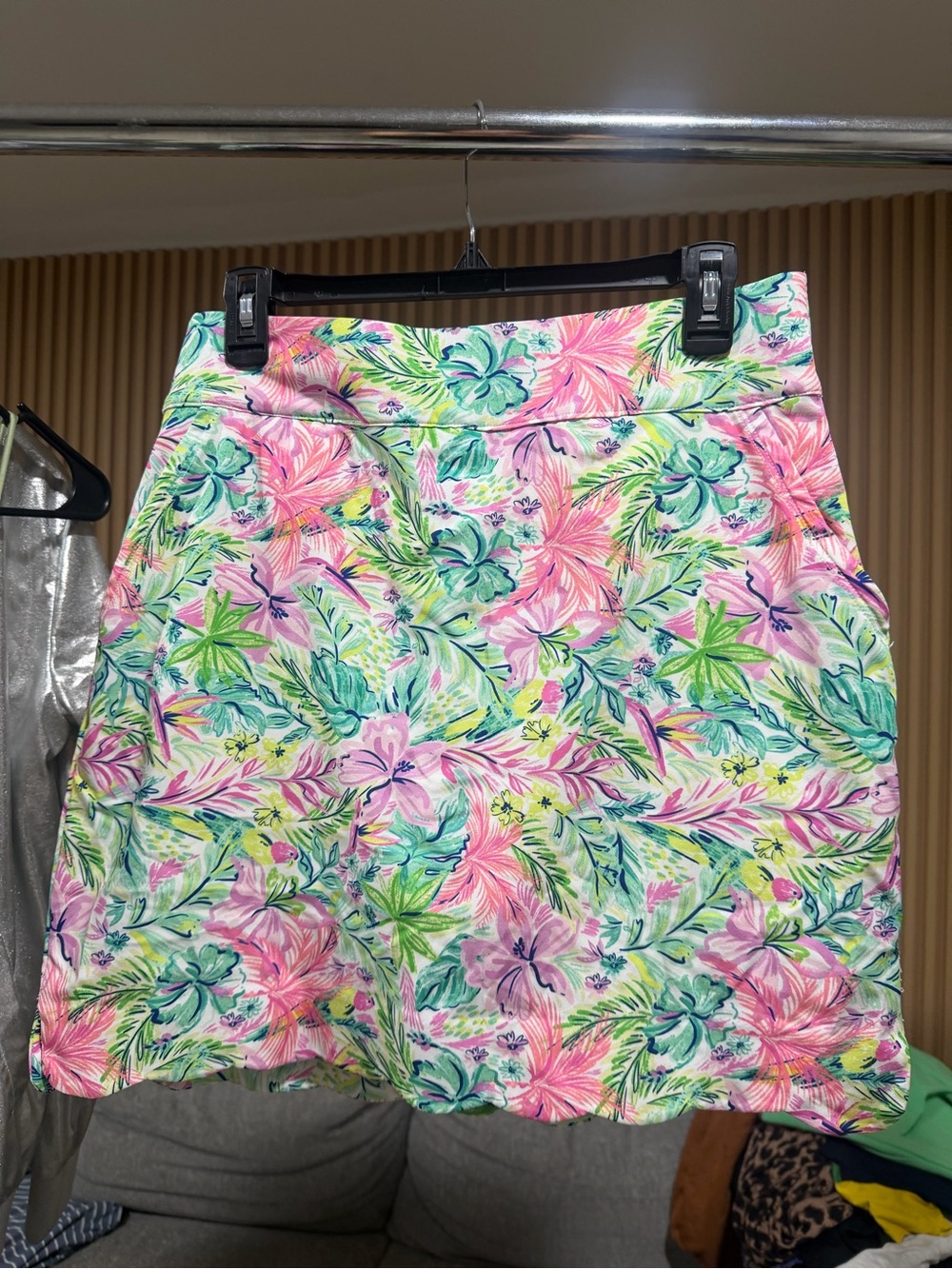 Stella Parker Sport Floral Print Mini Skirt - Pink & Green M #205
